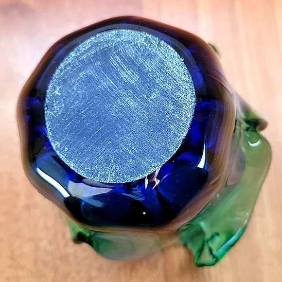 Murano Glass Blue White Crystal TulipVase - Picture 3 of 5